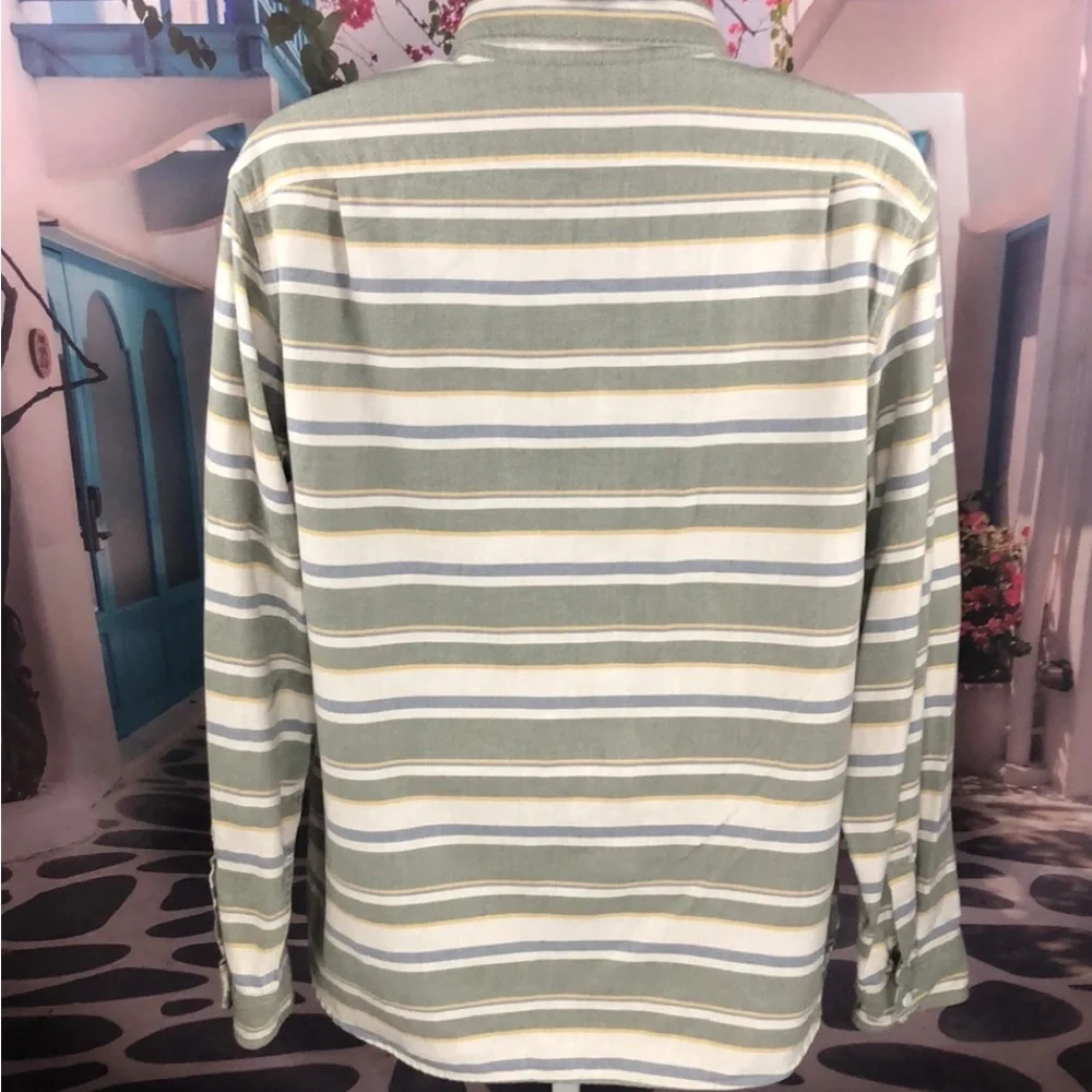 J Crew Green Striped Button Down